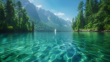 Canvas Print - Crystalclear water surface gentle ripples and light reflections creating a serene and refreshing aquatic scene perfect for nature or waterthemed backgrounds