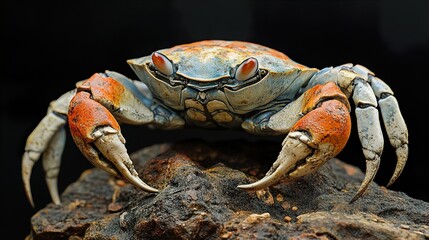 Wall Mural - Close-up of a Colorful Crab on a Rock