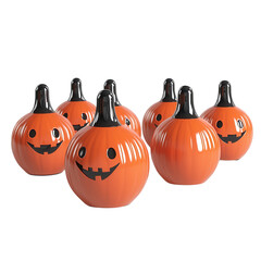 Cheerful Halloween pumpkins with smiling faces, perfect for festive decorations and seasonal celebrations.