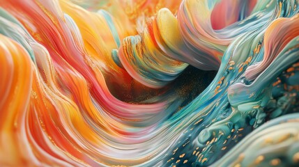 Poster - Vibrant Abstract Waves of Colorful Fluid Art