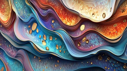 Poster - Colorful Waves of Abstract Fluid Art Design