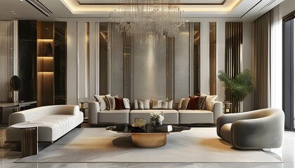 Canvas Print - Elegant and Modern Luxury Living Room Interior Design