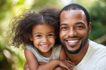 Cheerful African American father and daughter, Generative AI