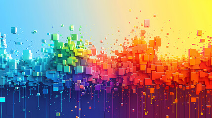 Abstract colorful background with 3D cubes arranged in a pattern.