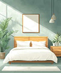 Wall Mural - Modern Bedroom with Natural Light and Greenery