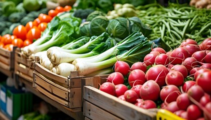 Wall Mural - Closeup of a transporter filled with vibrant, fresh vegetables ready for the weekly market