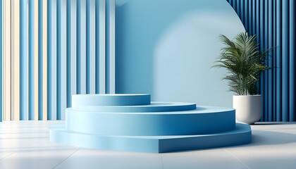 Wall Mural - Dynamic abstract blue backdrop for innovative product showcasing