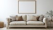 © Peter - a simple living room with a couch and an empty canvas
