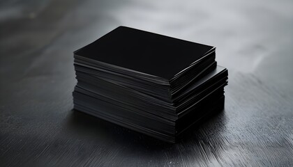 Wall Mural - Sleek black stack of blank business cards showcasing modern corporate branding potential