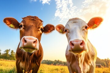 Two Curious Cows in a Field of Green