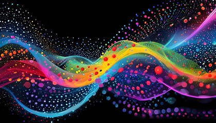 Wall Mural - Vibrant Points Dance in Harmony on a Dark Canvas