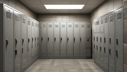 Wall Mural - Rows of high school locker room lockers in vibrant colors and textures