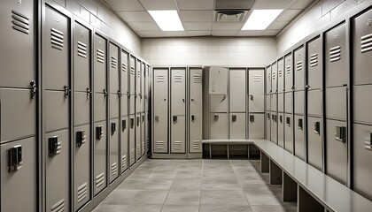 Wall Mural - Rows of high school locker room lockers in vibrant colors and textures