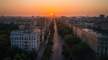 Wall Mural - Sunrise over the City