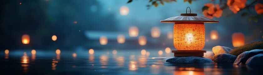 Wall Mural - Tranquil Lantern by the Water