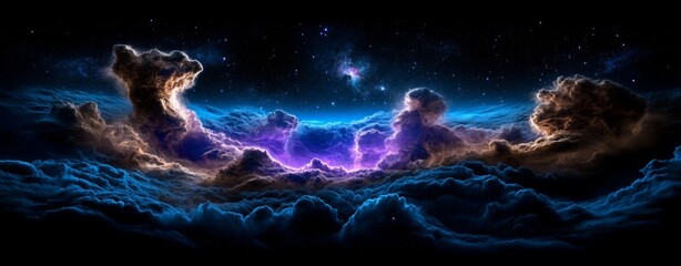 Wall Mural - Cosmic Cloudscape with Ethereal Blue and Purple Hues