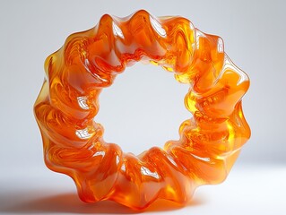 Wall Mural - Abstract Orange Glass Sculpture: A Circular Form