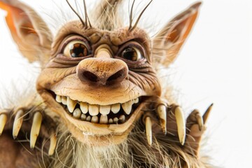 Sticker - A close-up shot of a stuffed animal's face, showing its toothy grin