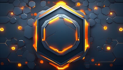 Wall Mural - Futuristic Hexagon Banner for Technology and Gaming with Dark Background