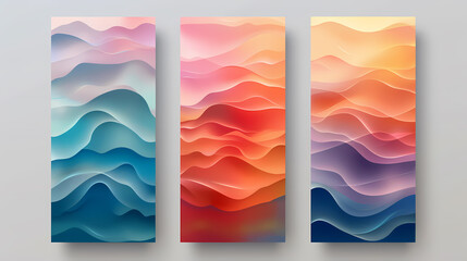 Wall Mural - Abstract colorful wavy background with three different color schemes.