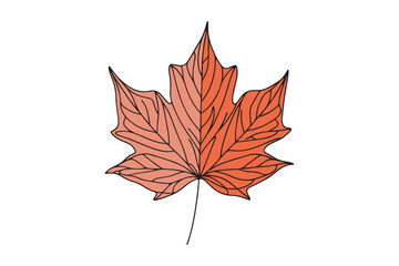 Wall Mural - One line drawing of spring maple leaf. Graphic vector illustration with one line drawing