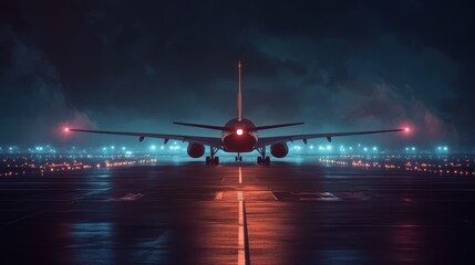 airplane with landing lights on