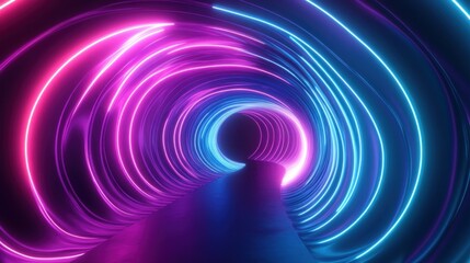 Canvas Print - Abstract Neon Tunnel