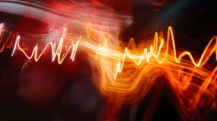 Wall Mural - Abstract Light Trails in Red and Yellow Hues