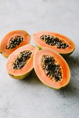 Wall Mural - papaya fruit on a white background. Selective focus