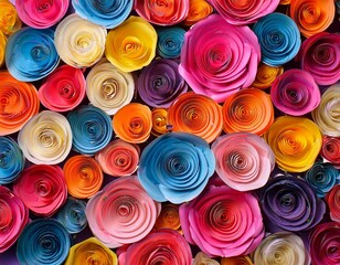 Wall Mural - Backdrop of colorful paper roses