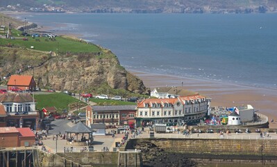 whitby harbour from the abbey mound