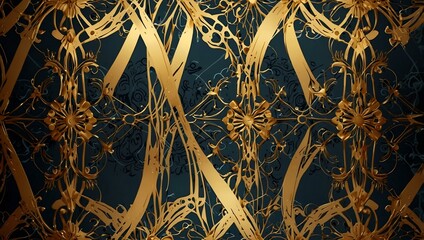 Luxury ornamental pattern with golden lines.