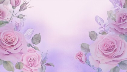 Wall Mural - Floral watercolor background. Roses.