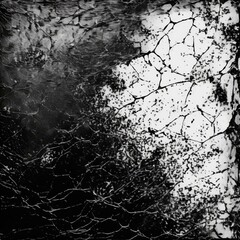 Wall Mural - Grunge background of black and white. Abstract illustration texture of cracks, chips, dot. Dirty monochrome pattern of the old worn surface.