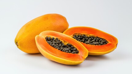 Wall Mural - papaya fruit on a white background. Selective focus