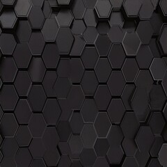 Wall Mural - Hexagonal dark grey, black background texture, 3d illustration, 3d rendering