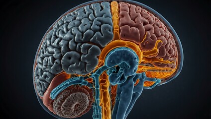 Sticker - MRI scan of a human brain, showing structure and function.