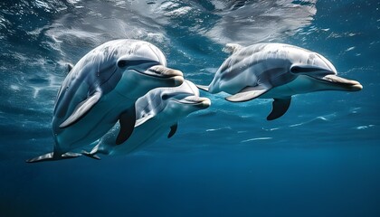 graceful dolphin swimming amidst vibrant underwater scenery