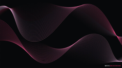 Poster - Elegant wave background design featuring smooth, flowing lines in shades of blue and green against black backdrop, creating modern and dynamic visual effect.