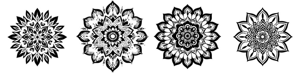 The Mandala Stencil Template can be printed and colored in black and white.