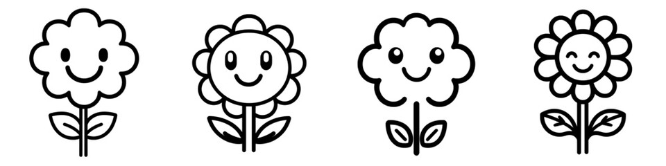 Sticker - Animated cartoon illustration of a smiling flower