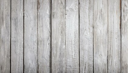 Wall Mural - White, grey wooden wall texture, old painted pine planks