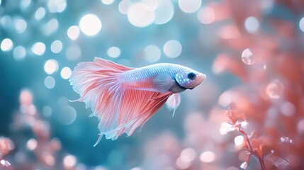 Pink and blue Siamese fighting fish with soft bokeh background.