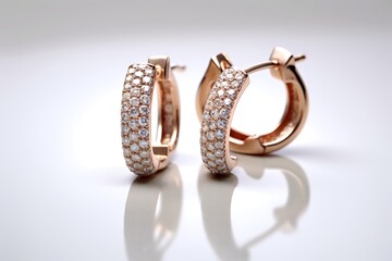 Wall Mural - Elegant rose gold hoop earrings adorned with sparkling gems.