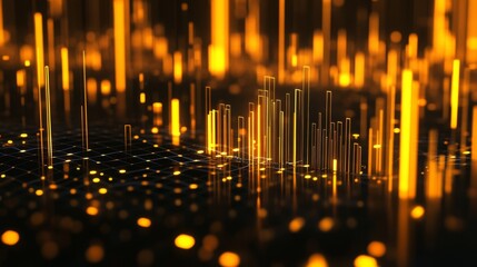 Leinwandbilder - A 3D rendering of a gold price chart with dynamic bars and lines, showcasing recent trends and market movements in a sleek, modern style.