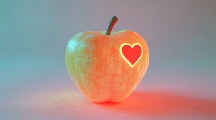 Wall Mural - A Yellow Apple with a Red Heart Cutout