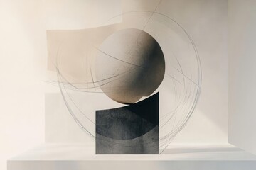 Geometric shape, sculpture, linear abstract lines, illustrations, modern artistic composition