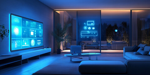 A modern home interior with smart technology