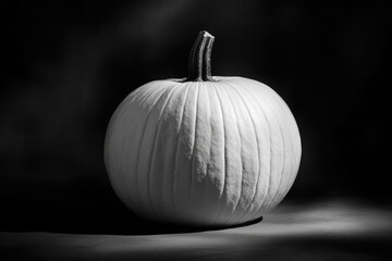 Sticker - A White Pumpkin Isolated Against a Black Background