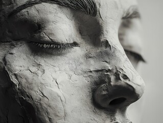 Wall Mural - Close Up of a Human Face with Textured Skin